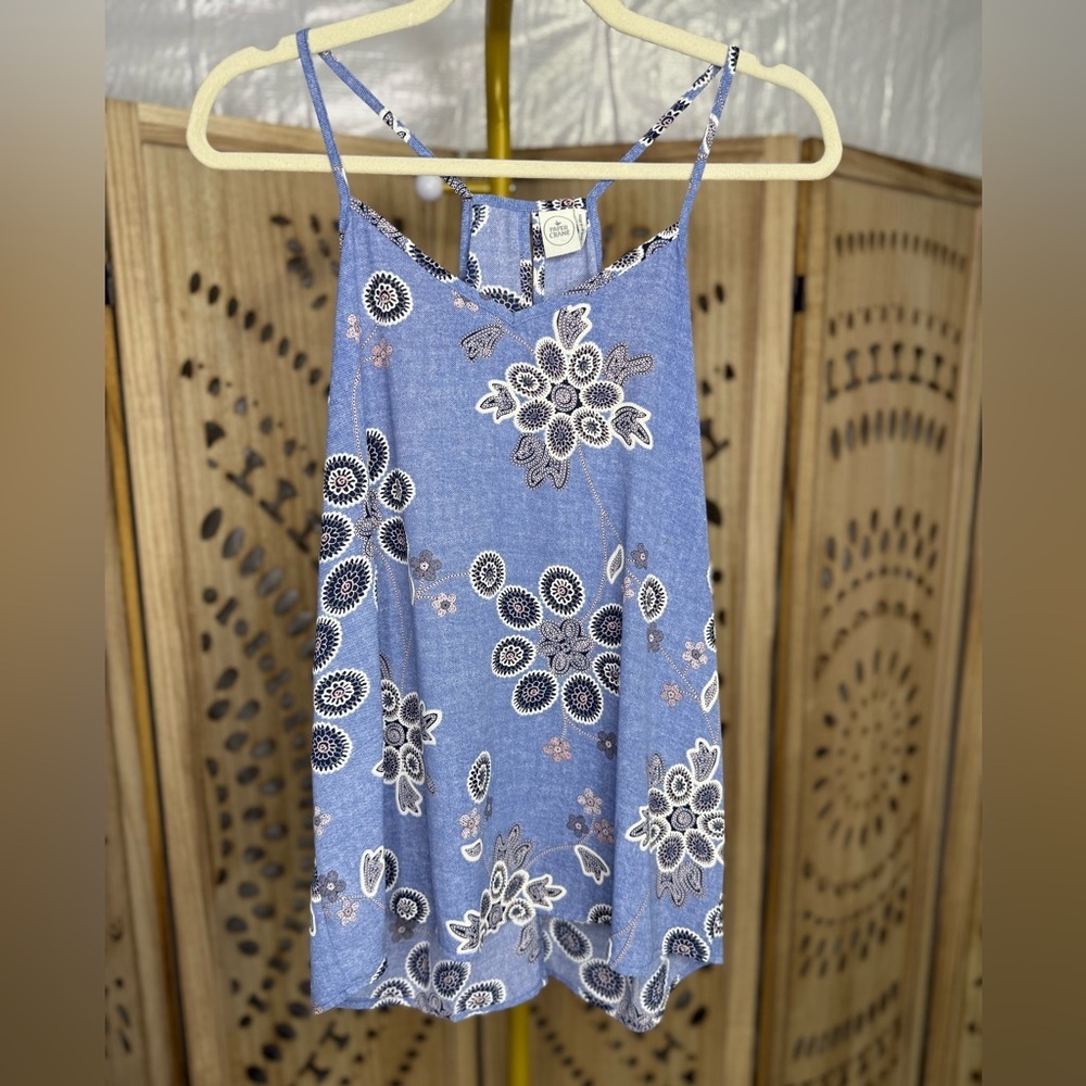 Paper Crane Blue and White Patterned Top